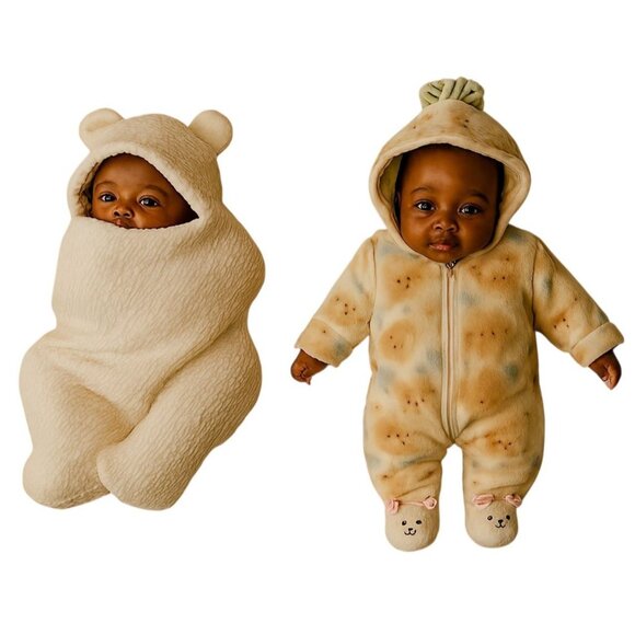 0-3 Months Swaddle Bunting Snow Suit Winter Coat Feet Footed Feetie Hooded - Picture 1 of 16